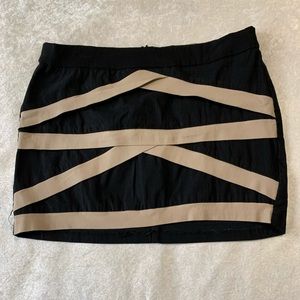 Body Central Black and Cream Colored Mini Skirt